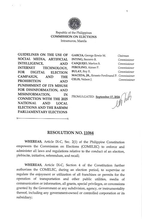 COMELEC Resolution No. 6486 .